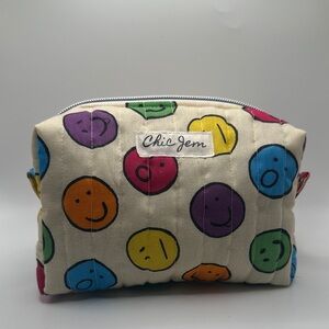 Handmade Colorful Smiley Face zipper makeup bag traveling Pouch